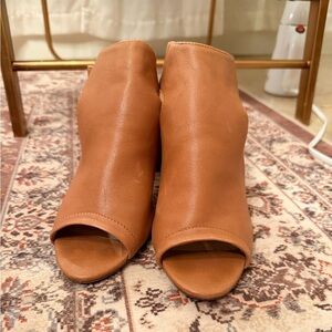 Steve Madden Tan Open-Toe Ankle Booties